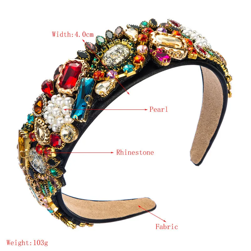 Baroque Headbands Boutique Hair Women Heavy Rhinestone Hairband