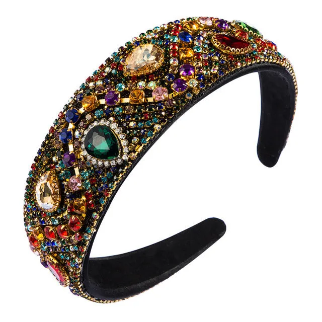 Baroque Headbands Boutique Hair Women Heavy Rhinestone Hairband