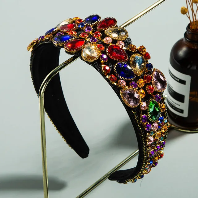 Baroque Headbands Boutique Hair Women Heavy Rhinestone Hairband