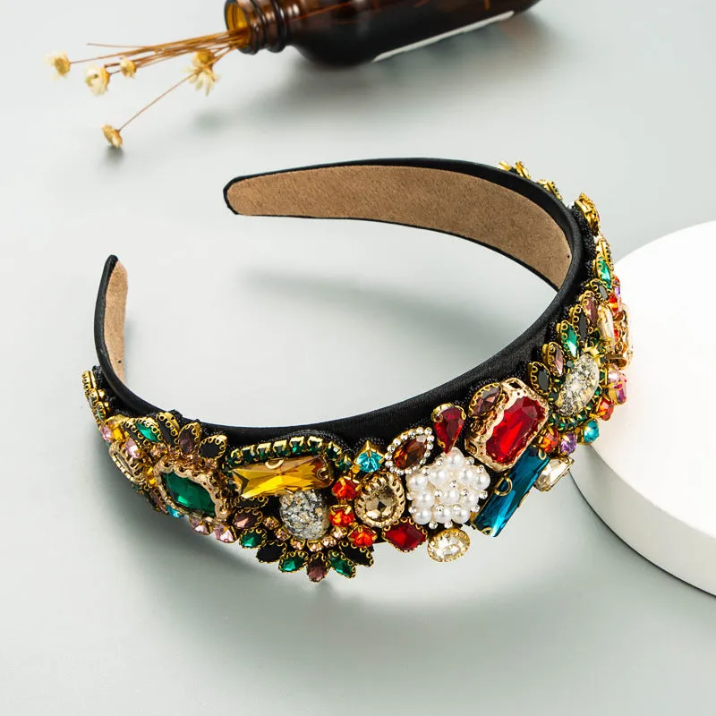 Baroque Headbands Boutique Hair Women Heavy Rhinestone Hairband