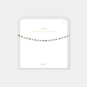 Beaded Chain Anklet  - Silver