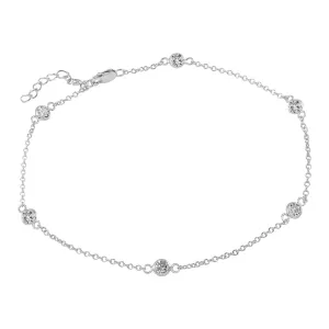 Bevel Set CZ Sterling Anklet - 3 Pack