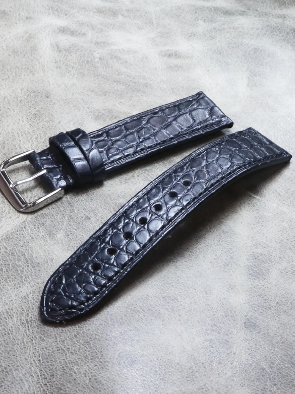 Black Color American Alligator Leather Strap 16mm 18mm 20mm 22mm Genuine Leather Strap Bracelet