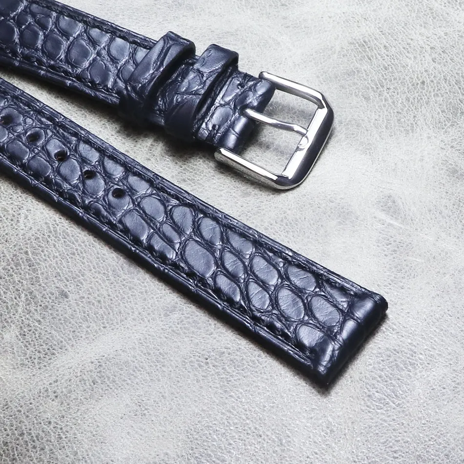 Black Color American Alligator Leather Strap 16mm 18mm 20mm 22mm Genuine Leather Strap Bracelet
