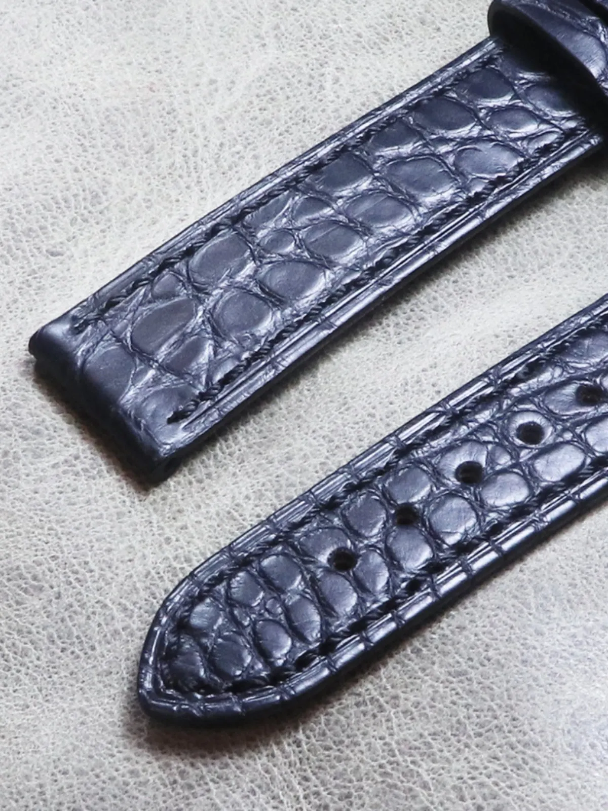Black Color American Alligator Leather Strap 16mm 18mm 20mm 22mm Genuine Leather Strap Bracelet