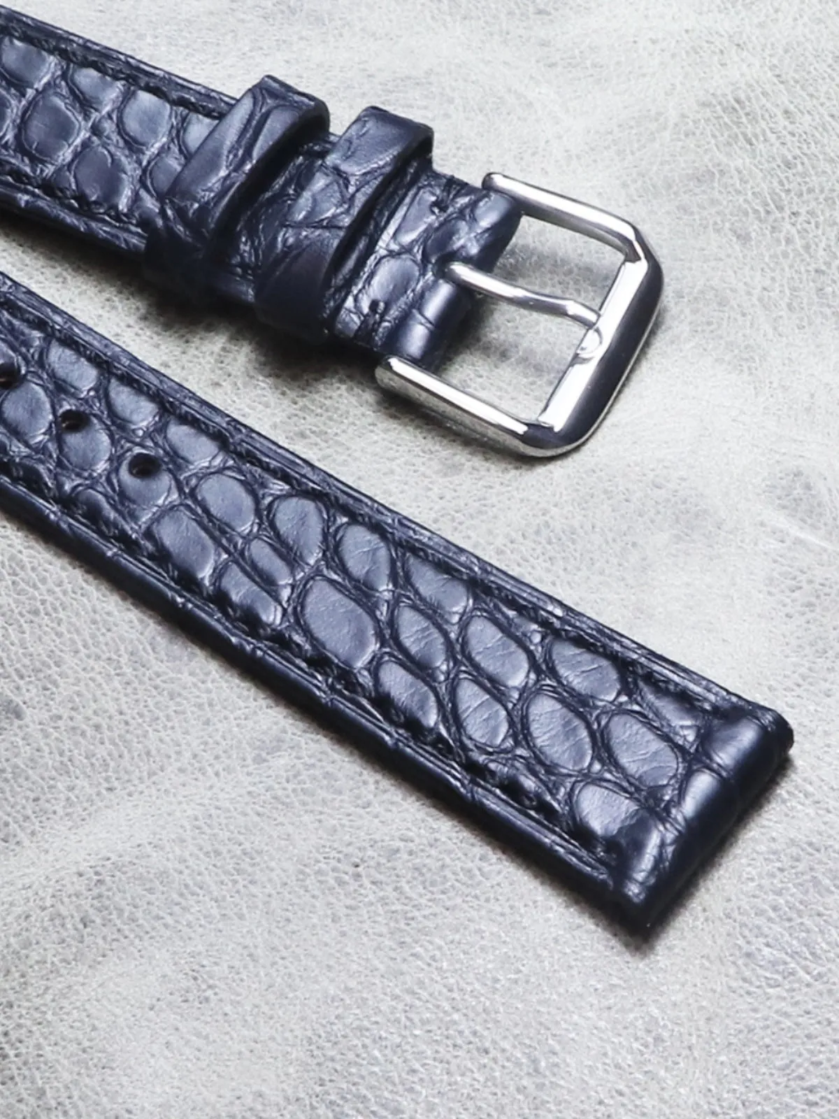 Black Color American Alligator Leather Strap 16mm 18mm 20mm 22mm Genuine Leather Strap Bracelet