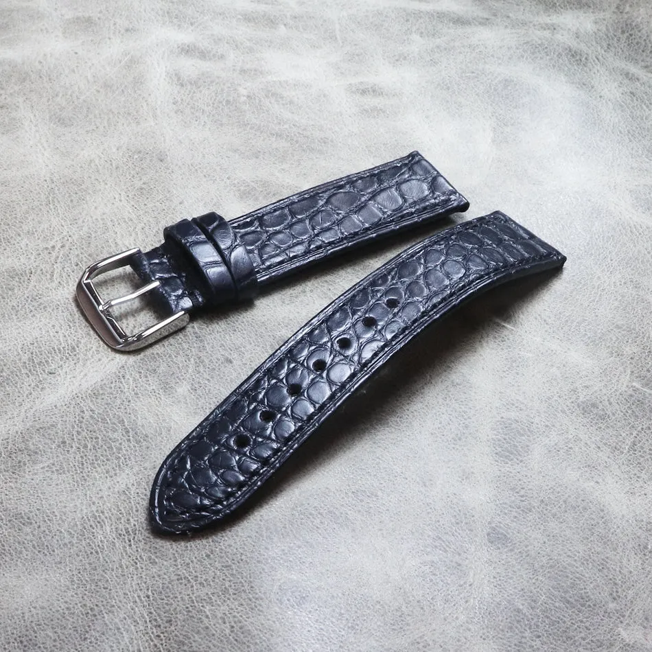 Black Color American Alligator Leather Strap 16mm 18mm 20mm 22mm Genuine Leather Strap Bracelet