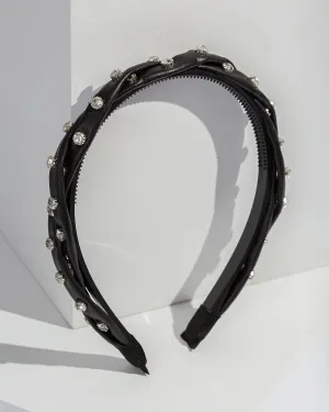Black Crystal Detail Twist Headband