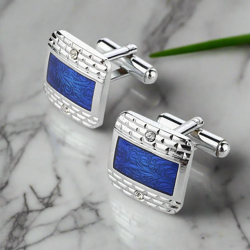 Blue Fossil Cuff-links