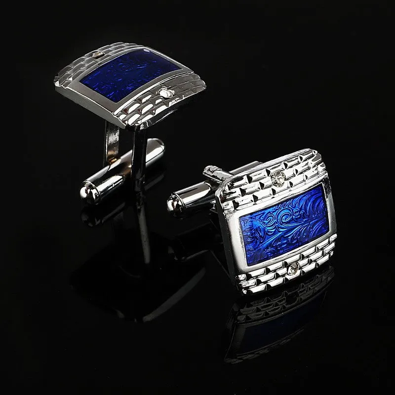 Blue Fossil Cuff-links
