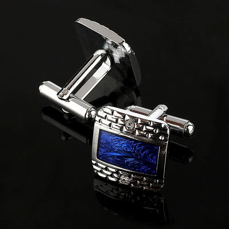 Blue Fossil Cuff-links