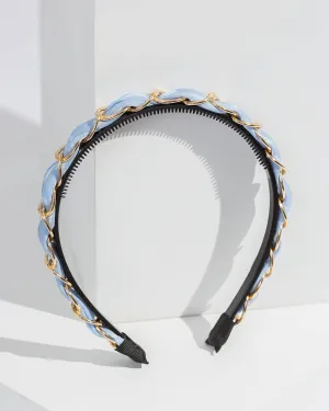 Blue Linked Chain And Fabric Detail Headband