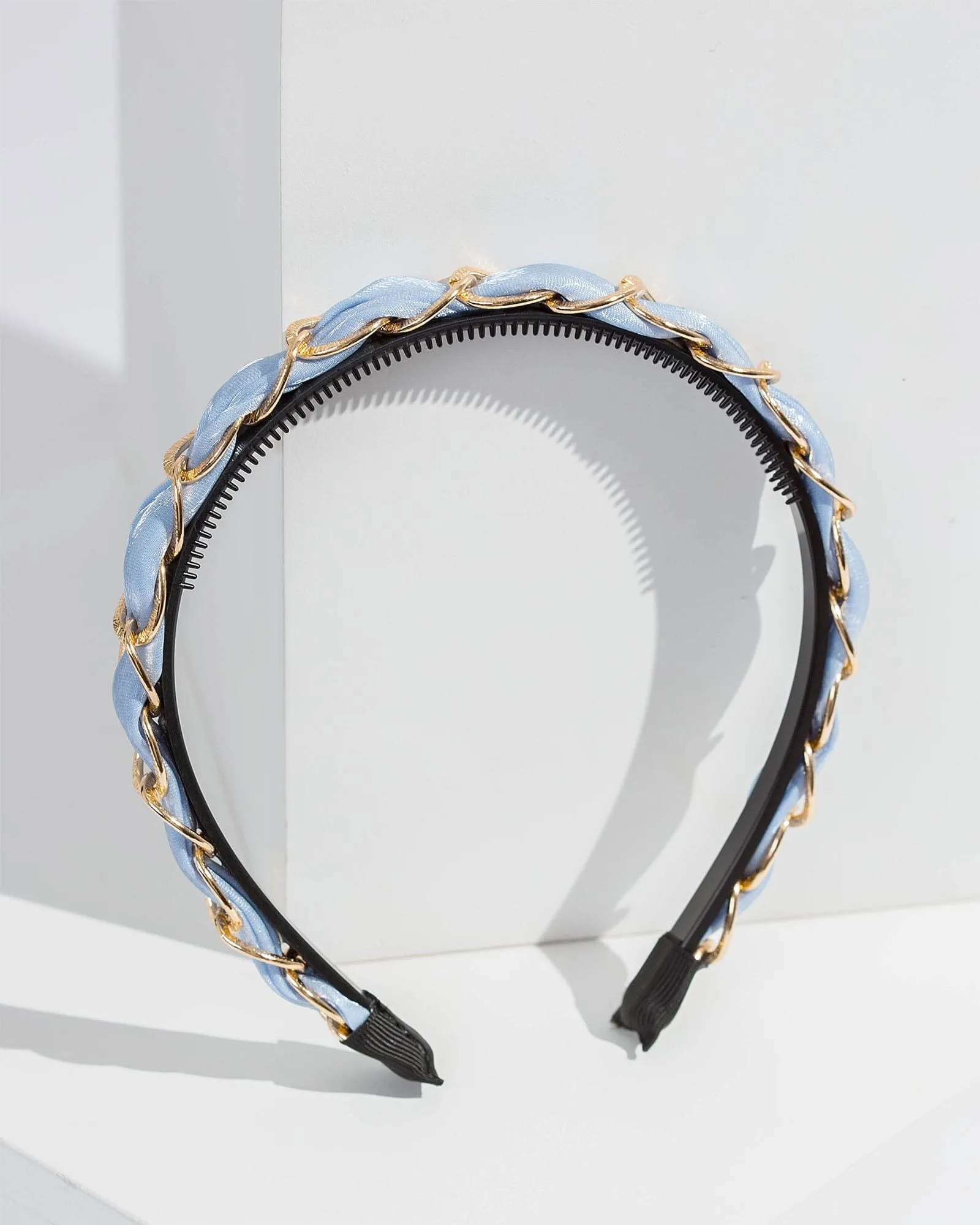Blue Linked Chain And Fabric Detail Headband
