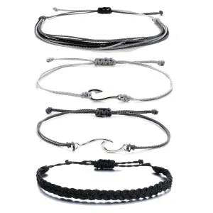 Boho String Bracelets for Women Adjustable Braided Waterproof Beach Anklets for Teen Girls Dark