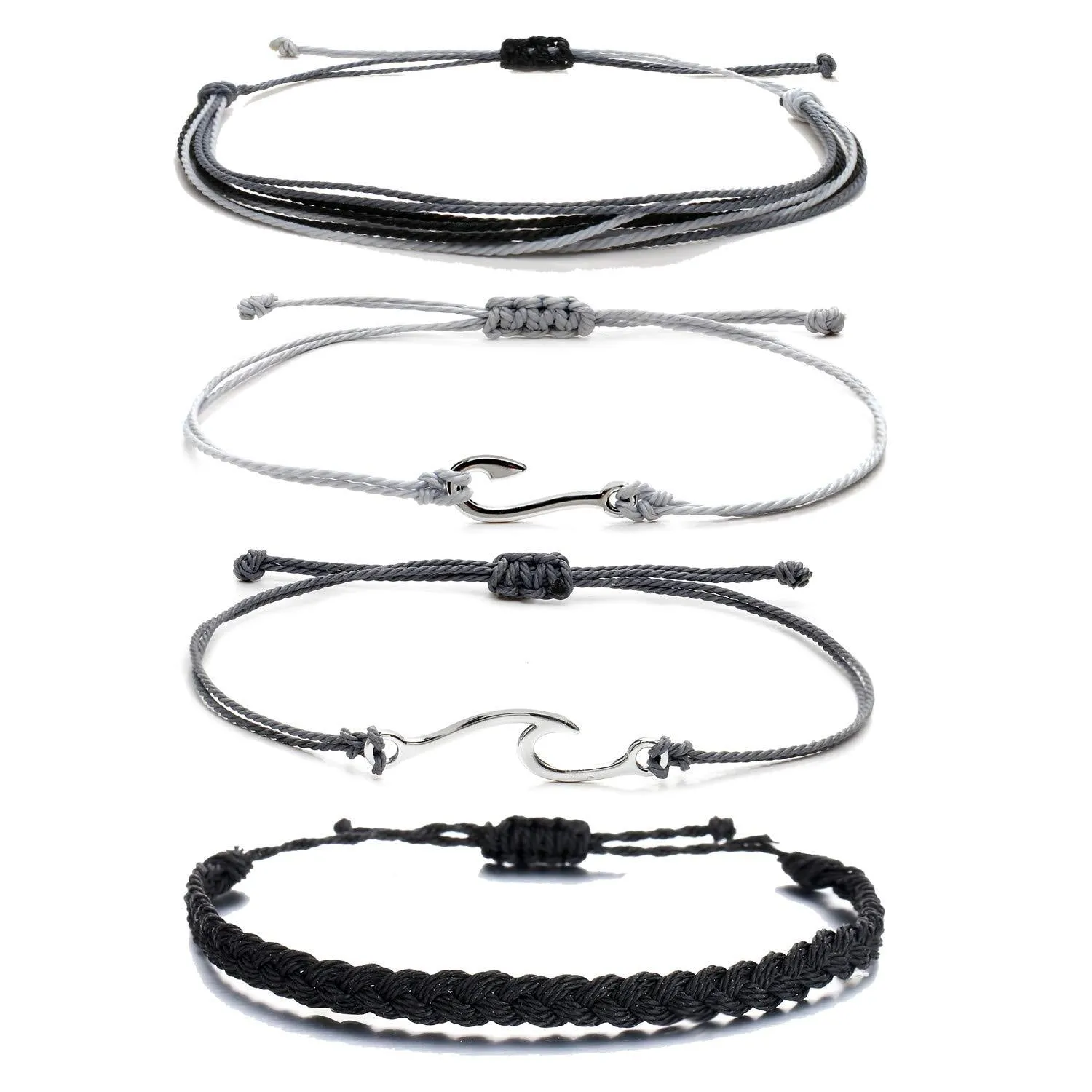 Boho String Bracelets for Women Adjustable Braided Waterproof Beach Anklets for Teen Girls Dark