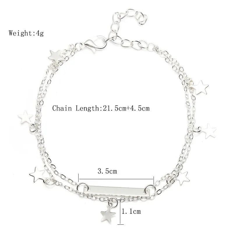 Boho Style Star Anklet  Fashion Multilayer Foot Chain