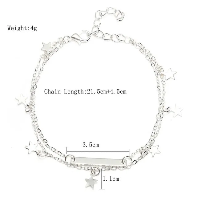 Boho Style Star Anklet  Fashion Multilayer Foot Chain