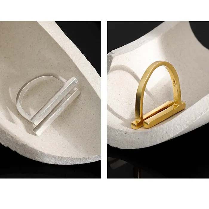 Bold Minimalist Geometric Double Bar Ring