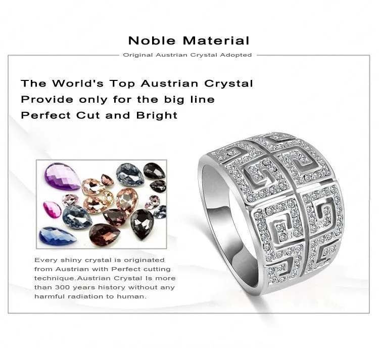 Brand Ring Vintage Retro Letter G Ring Rose Gold Plated SWA Elements Austrian Crystal Ring