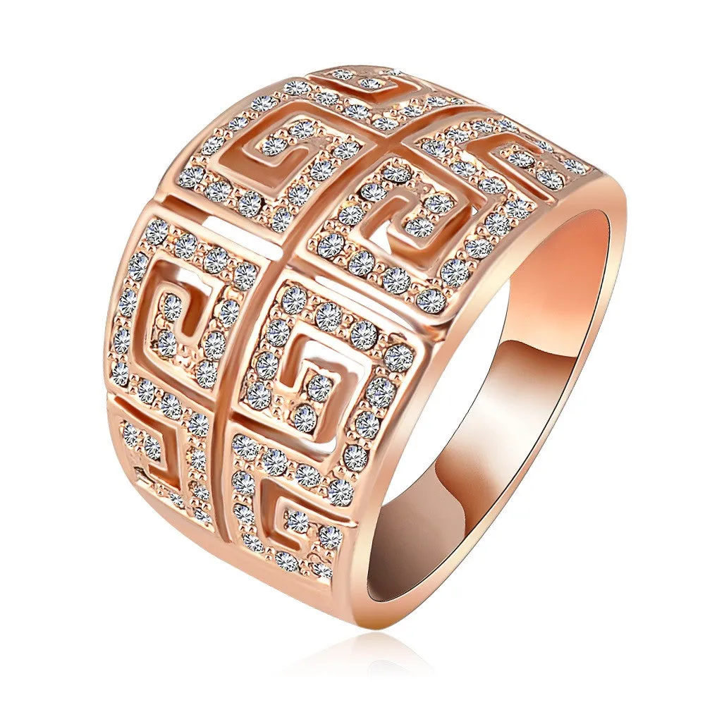 Brand Ring Vintage Retro Letter G Ring Rose Gold Plated SWA Elements Austrian Crystal Ring