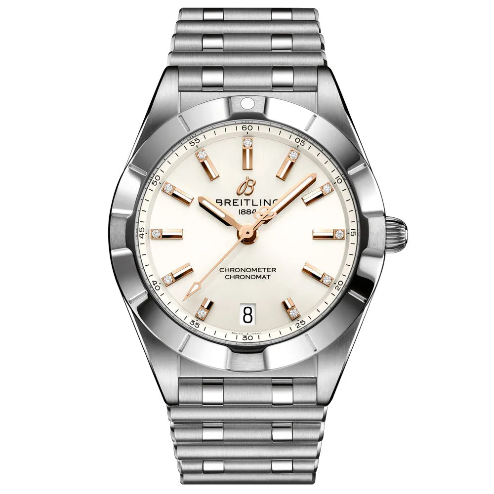 Breitling Chronomat 32mm White Dial Diamond Ladies Quartz Watch A77310101A3A1