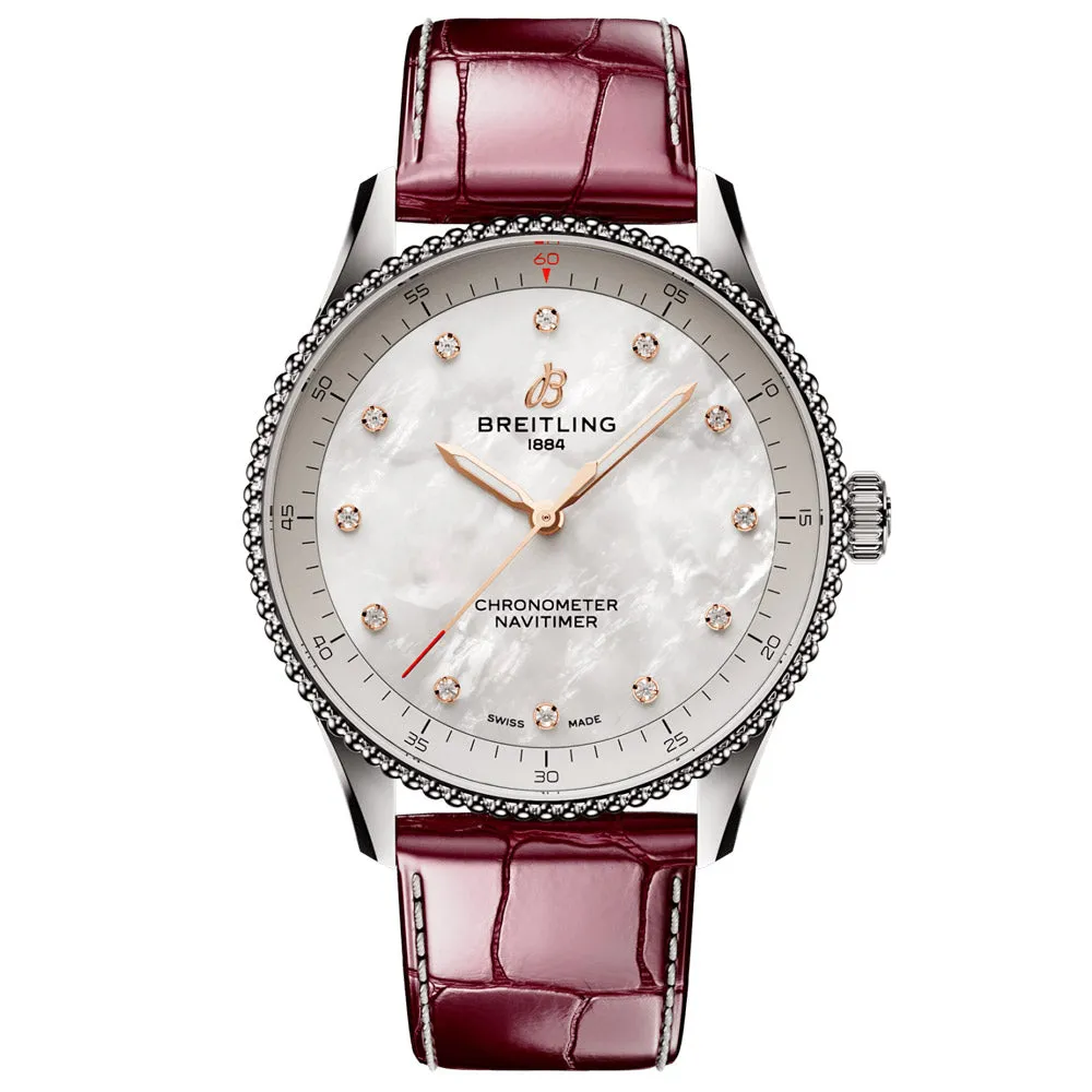 Breitling Navitimer 32mm MOP Dial Quartz Ladies Watch A77320E61A2P2