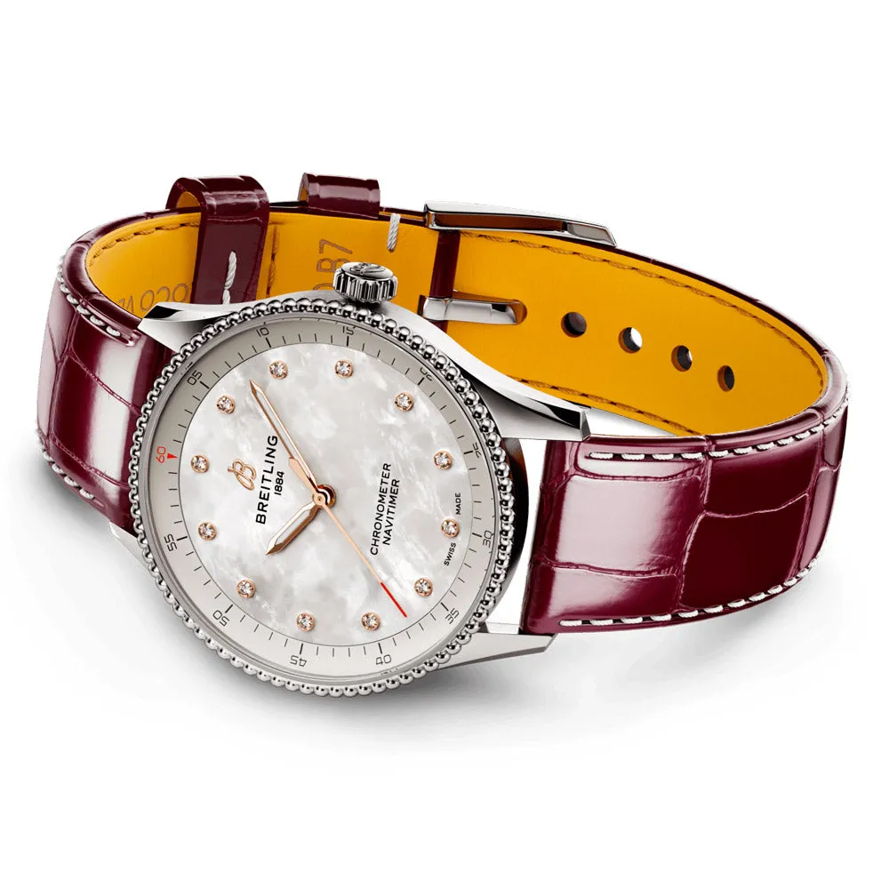 Breitling Navitimer 32mm MOP Dial Quartz Ladies Watch A77320E61A2P2