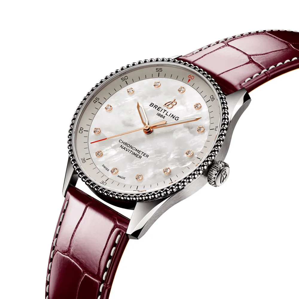 Breitling Navitimer 32mm MOP Dial Quartz Ladies Watch A77320E61A2P2