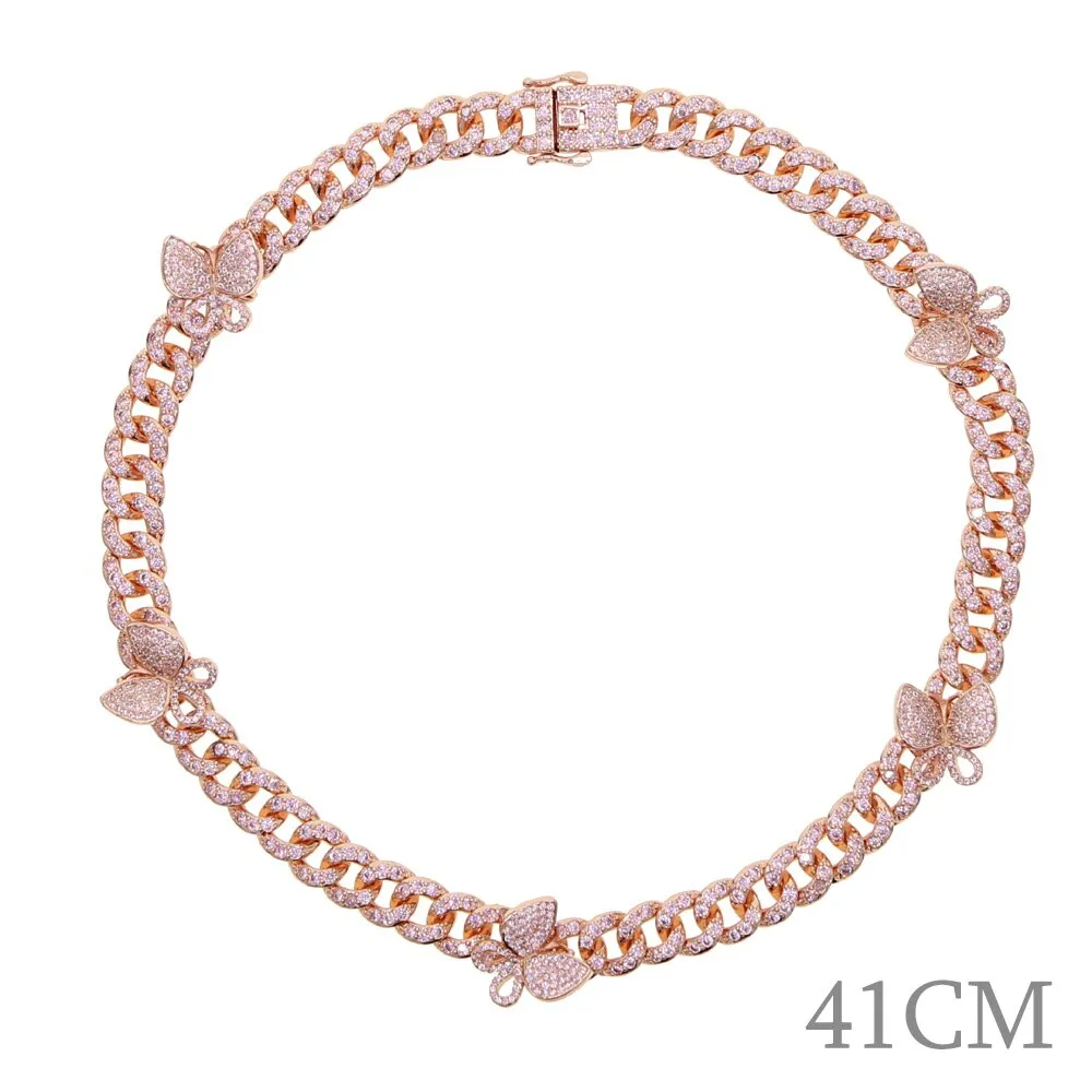 Butterfly 10mm Iced Bling Miami Cuban Link Anklets