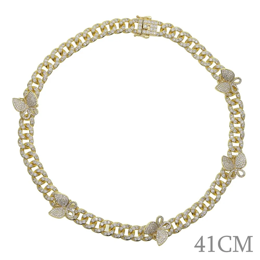 Butterfly 10mm Iced Bling Miami Cuban Link Anklets
