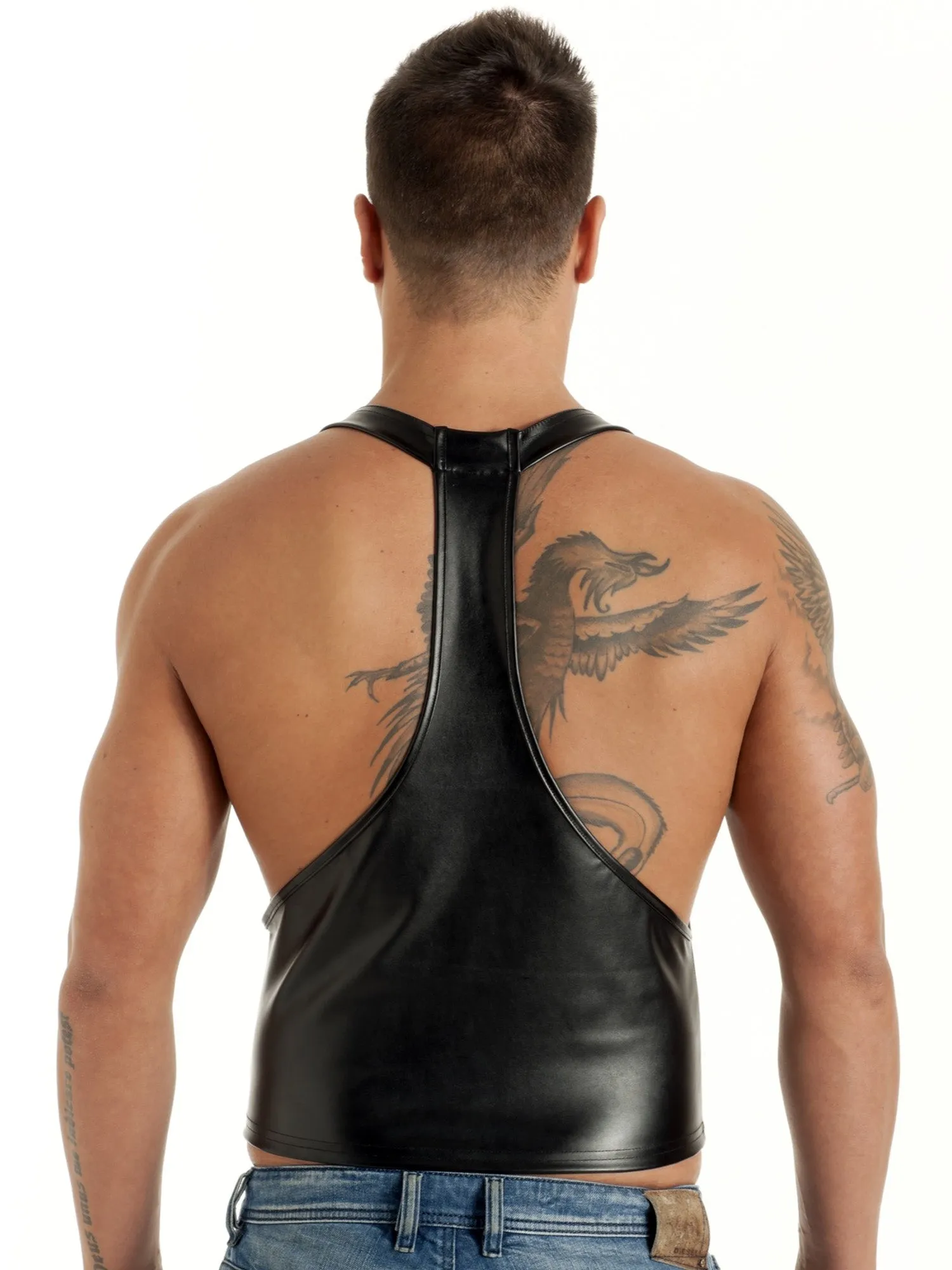 Caleb Leatherette Harness Top