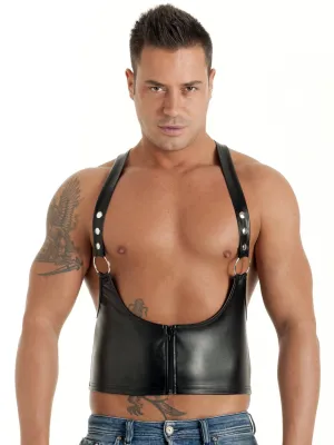 Caleb Leatherette Harness Top