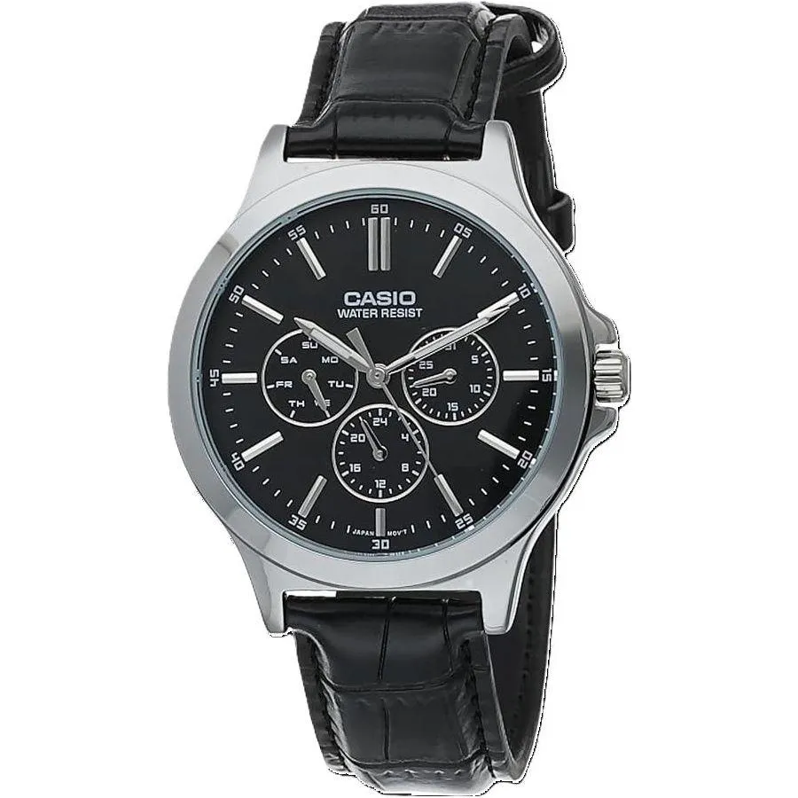 CASIO COLLECTION Mod. MULTIFUNCTION BLACK, Leather