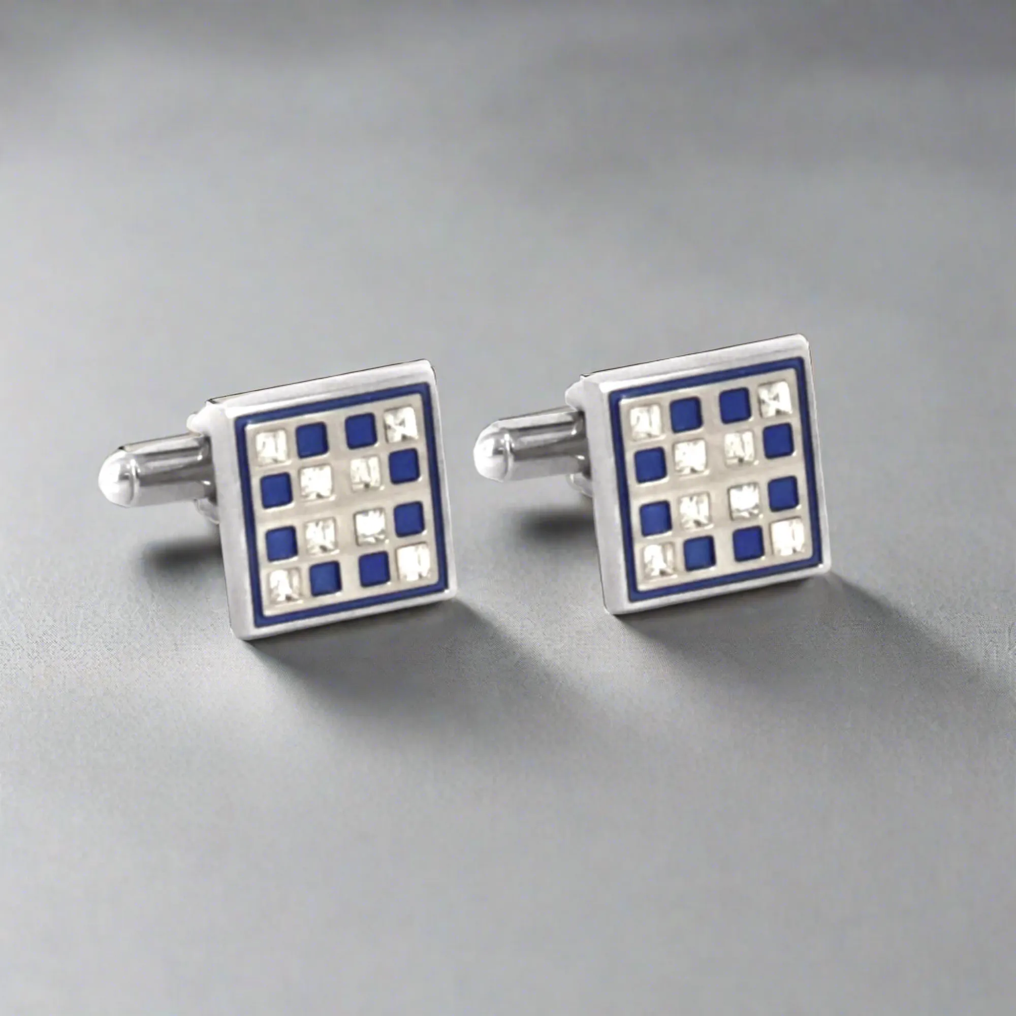 Checkerboard Blue and Black Cufflinks (Online Exclusive)