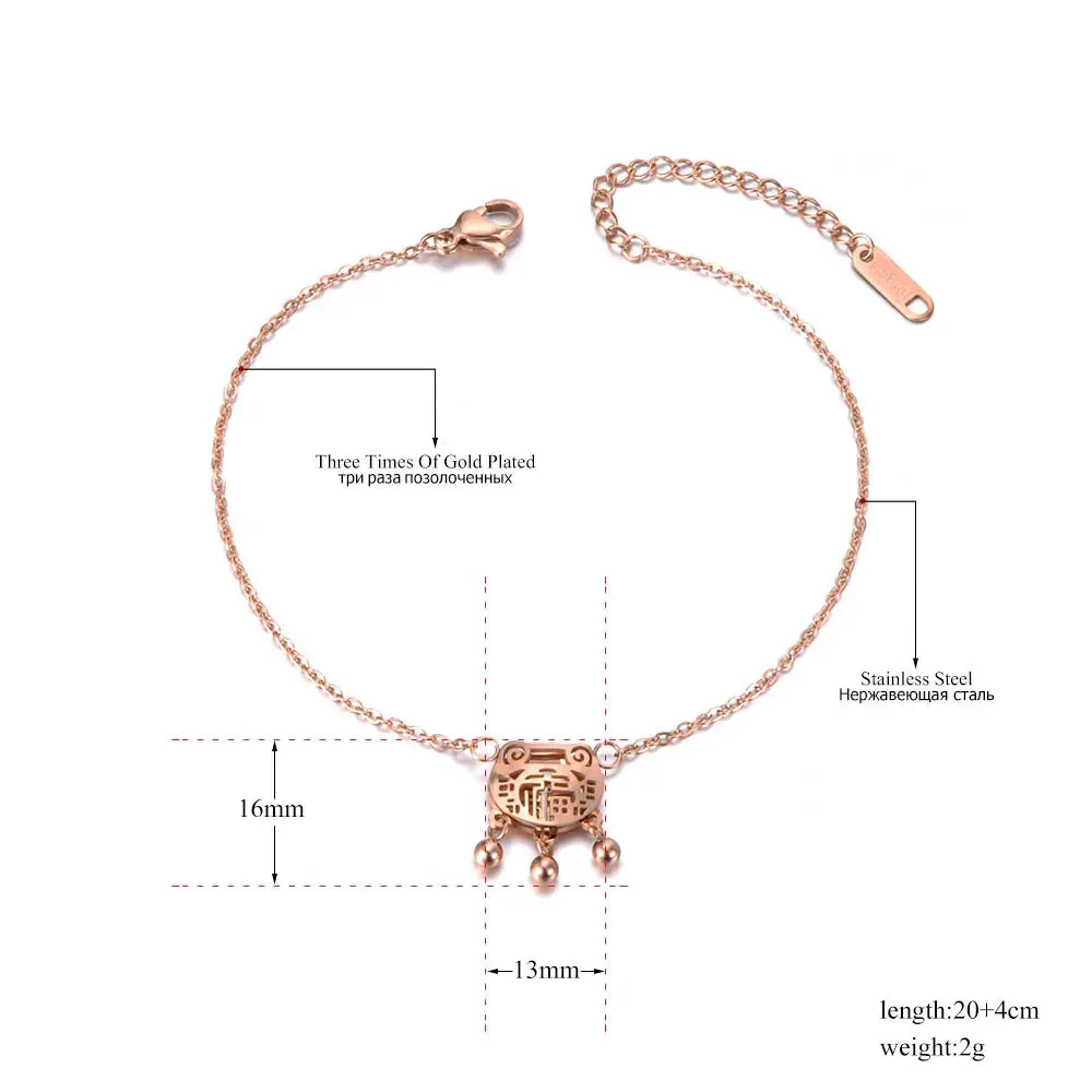 Chinese Style Longevity Lock Charm Anklet Foot Jewelry