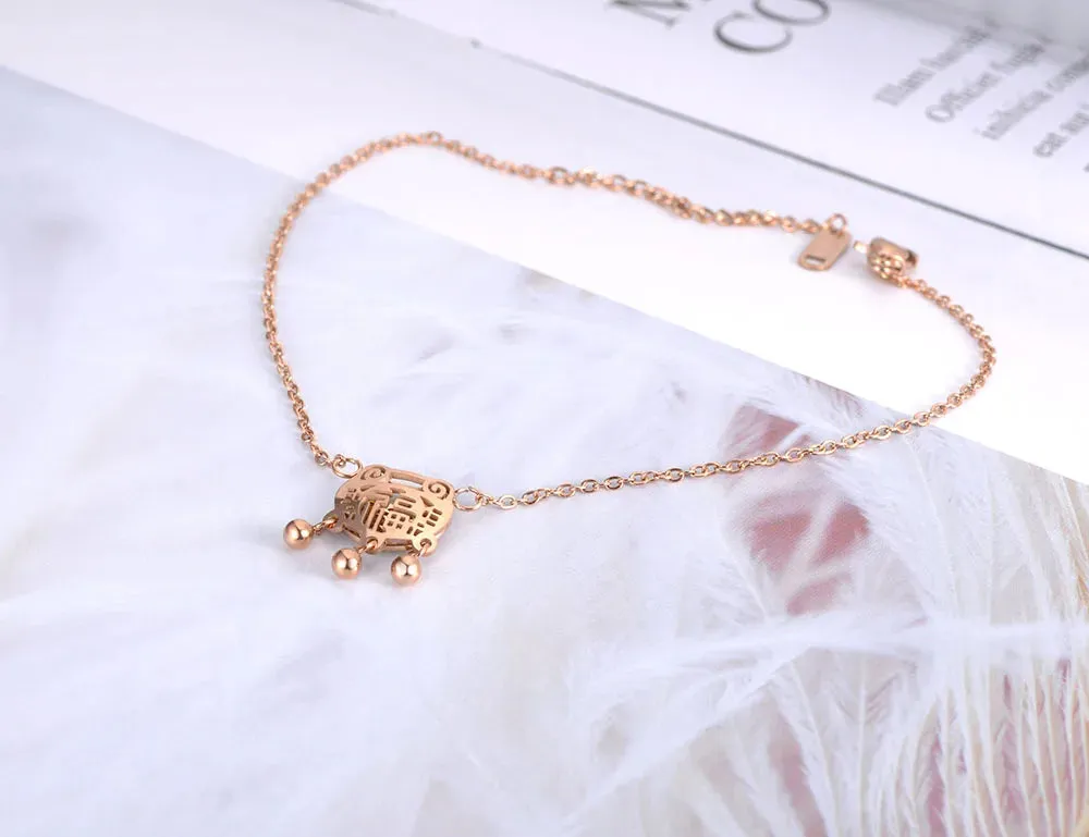 Chinese Style Longevity Lock Charm Anklet Foot Jewelry