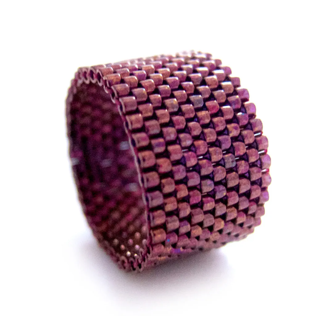 Classic Metallic Oxblood Beaded Ring