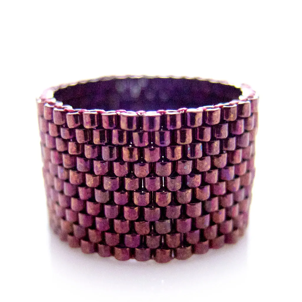 Classic Metallic Oxblood Beaded Ring