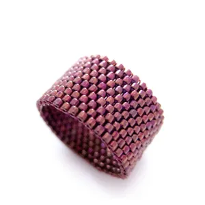 Classic Metallic Oxblood Beaded Ring