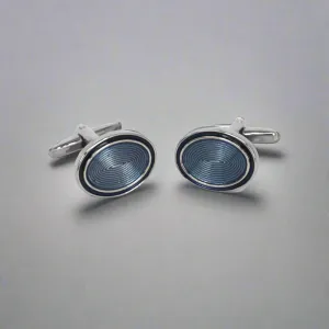 Classic Oval Enamel Blue Cufflinks