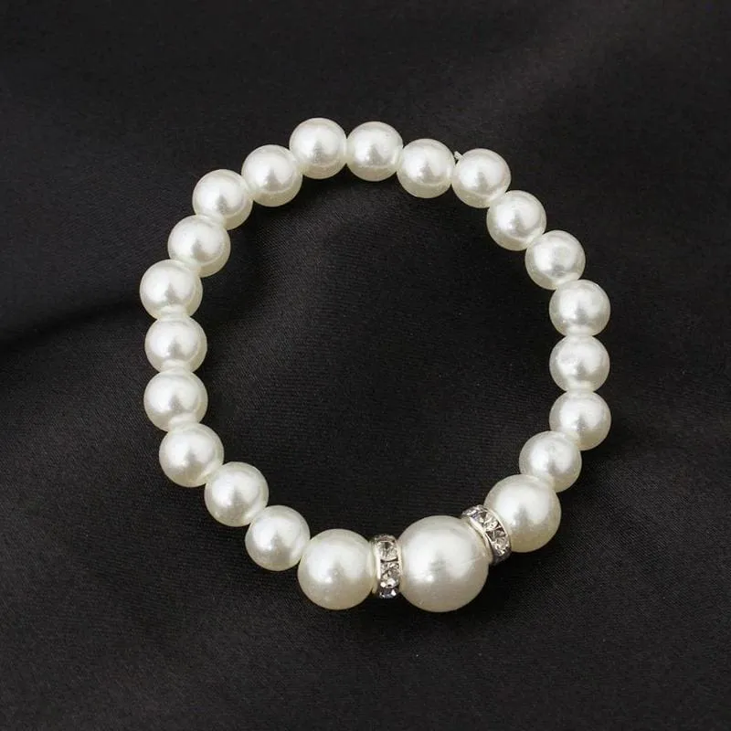 Classic White Pearl Women Wedding Jewelry Set