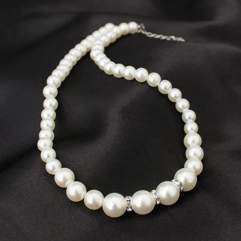 Classic White Pearl Women Wedding Jewelry Set
