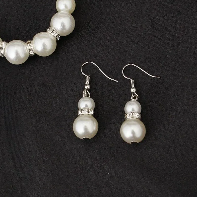 Classic White Pearl Women Wedding Jewelry Set