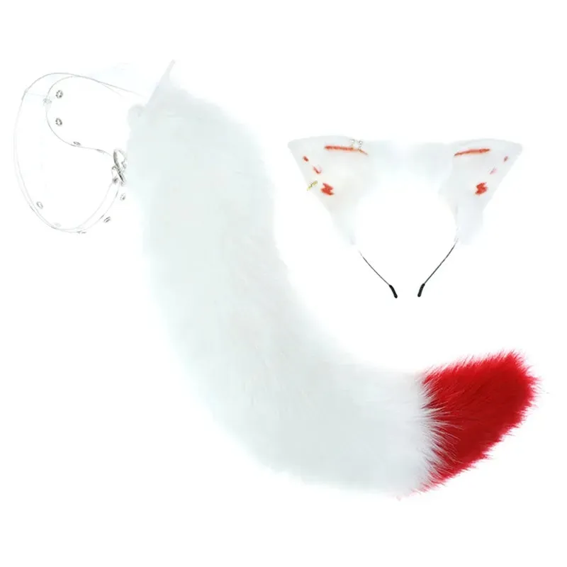 Creative Simulation Animal Cosplay Props Husky Dog Ears Headband Plush Tail Set Hair Accessories for Halloween Christmas