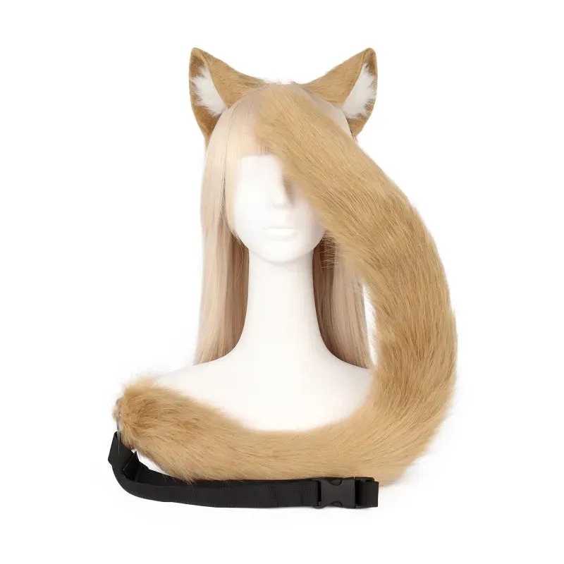 Creative Simulation Animal Cosplay Props Husky Dog Ears Headband Plush Tail Set Hair Accessories for Halloween Christmas
