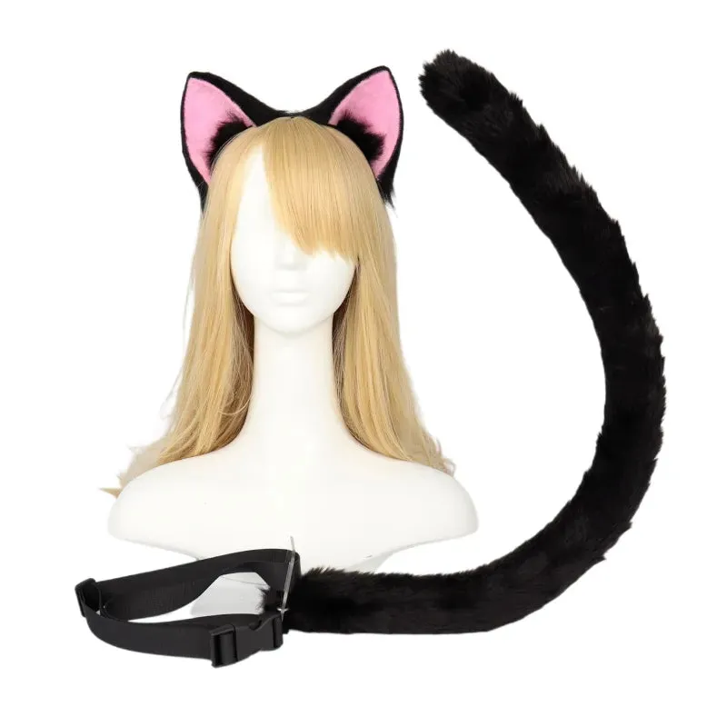 Creative Simulation Animal Cosplay Props Husky Dog Ears Headband Plush Tail Set Hair Accessories for Halloween Christmas