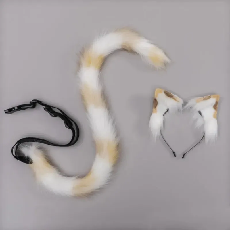 Creative Simulation Animal Cosplay Props Husky Dog Ears Headband Plush Tail Set Hair Accessories for Halloween Christmas