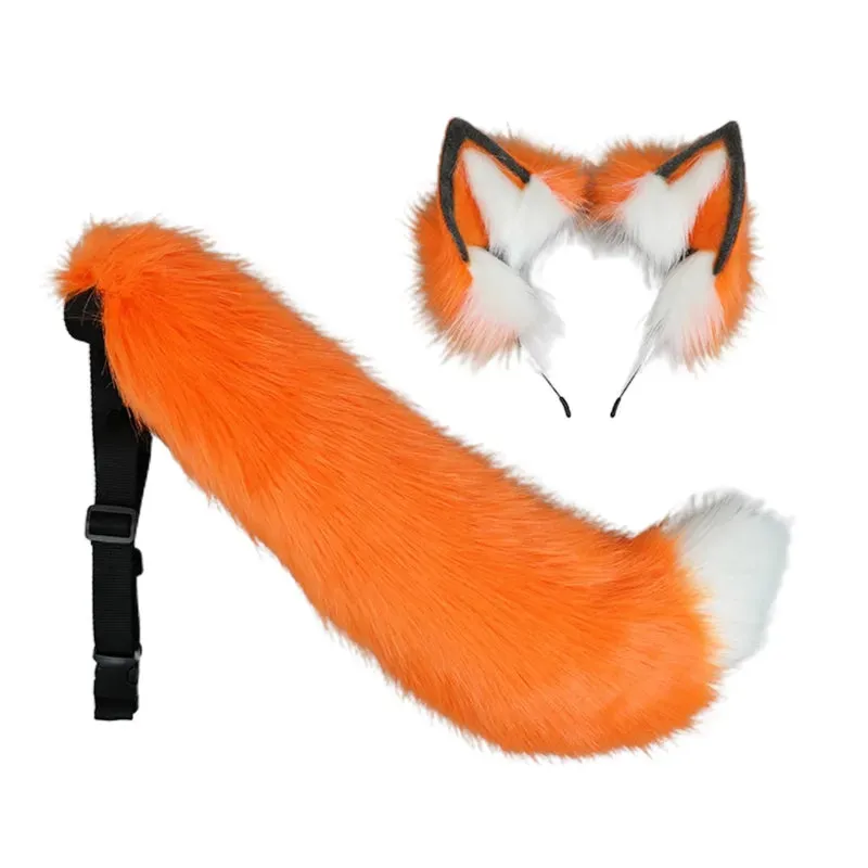Creative Simulation Animal Cosplay Props Husky Dog Ears Headband Plush Tail Set Hair Accessories for Halloween Christmas