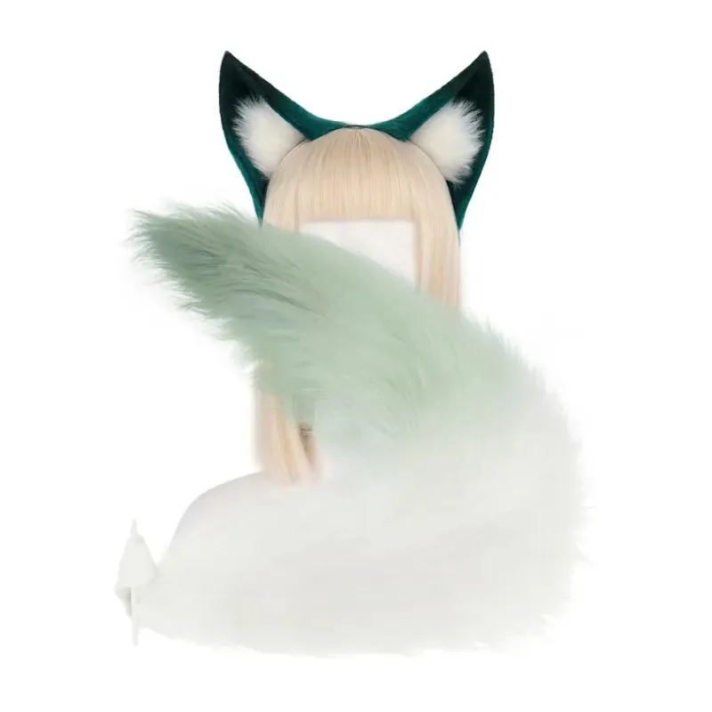 Creative Simulation Animal Cosplay Props Husky Dog Ears Headband Plush Tail Set Hair Accessories for Halloween Christmas
