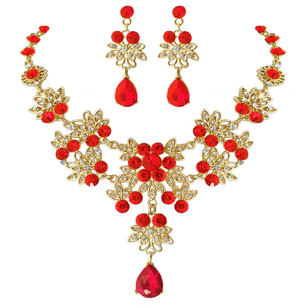Crystal AB Rhinestone Jewelry Set for Women Choker Necklace Earrings Costume Jewelry